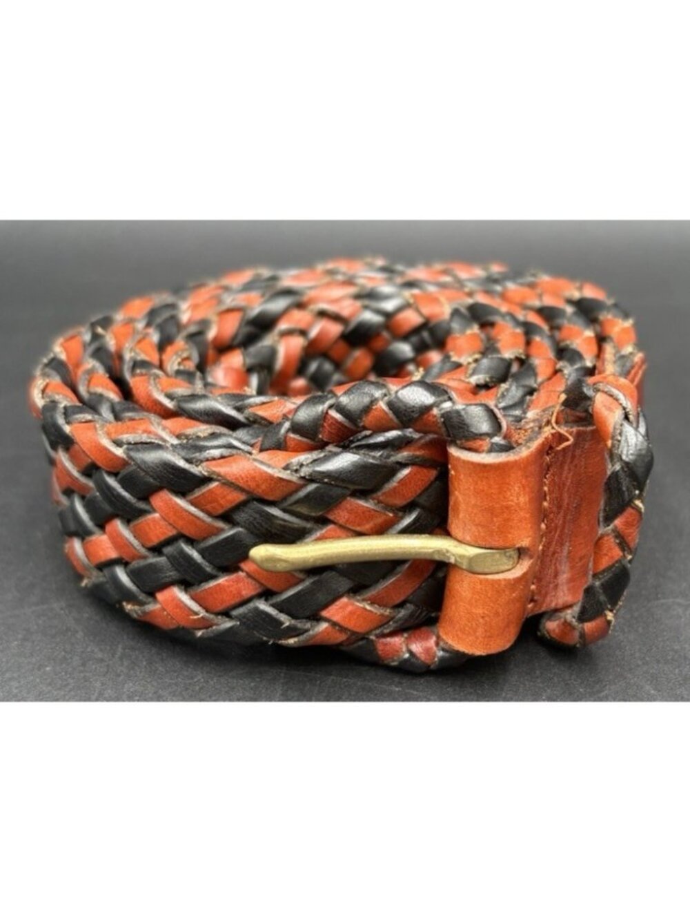 Cole Haas Women's Belt Woven Leather Size 36 Black Brown Handmade USA Seller